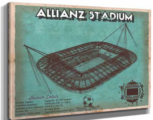 14" x 11" / Stretched Canvas Wrap Cutler West Juventus Football Club Allianz Stadium Stadium Soccer Team Color Print
