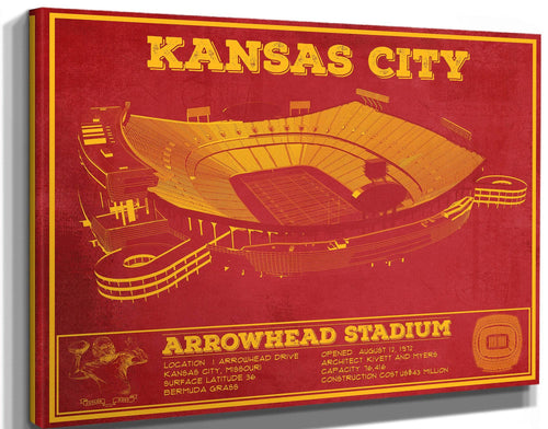 14" x 11" / Stretched Canvas Wrap Cutler West Kansas City Chiefs Arrowhead Stadium Vintage Football Art Print