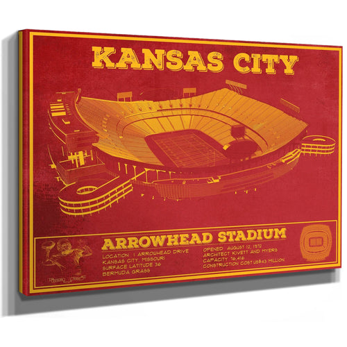 Kansas City Chiefs Arrowhead Stadium Print as a stretched canvas wrap with gallery wrapped edges