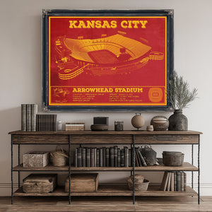 Kansas City Chiefs Arrowhead Stadium Print canvas print size guide 24x18 36x24 48x36 inches