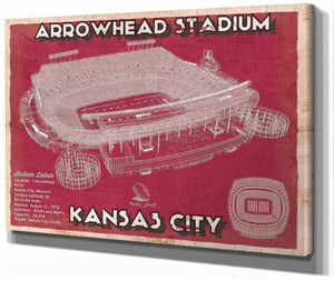 14" x 11" / Stretched Canvas Wrap Cutler West Kansas City Chiefs Arrowhead Stadium Vintage Football Print