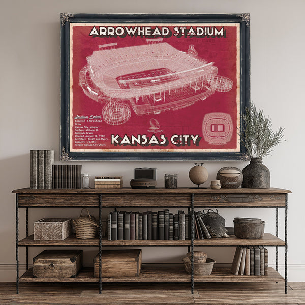 Kansas City Chiefs Arrowhead Stadium Print canvas print size guide 24x18 36x24 48x36 inches