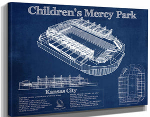 14" x 11" / Stretched Canvas Wrap Cutler West Kansas City Children's Mercy Park Vintage Soccer MLS Print