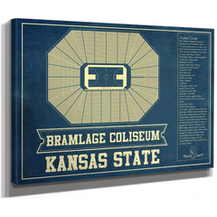 Kansas State Wildcats -Bramlage Coliseum Stadium Print as a stretched canvas wrap with gallery wrapped edges