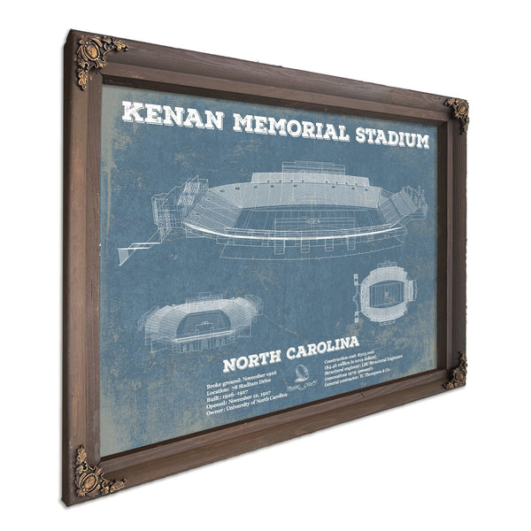 Kenan Memorial Stadium North Carolina Tar Heels Print in a Bourbon stained wood frame with antique gold corners