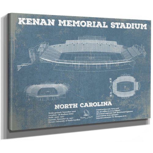 Kenan Memorial Stadium North Carolina Tar Heels Print as a stretched canvas wrap with gallery wrapped edges