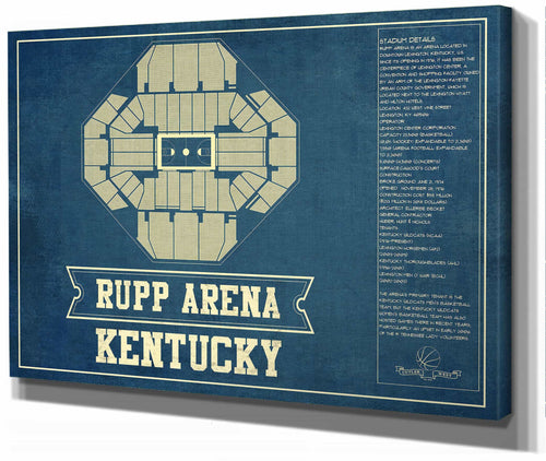 14" x 11" / Stretched Canvas Wrap Cutler West Kentucky Wildcats - Rupp Arena Seating Chart - College Basketball Blueprint Art