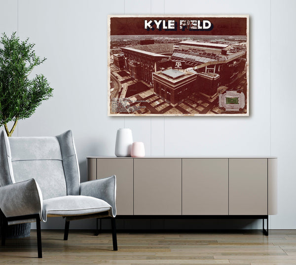 Cutler West Kyle Field Stadium -  Texas Football Vintage Art Print