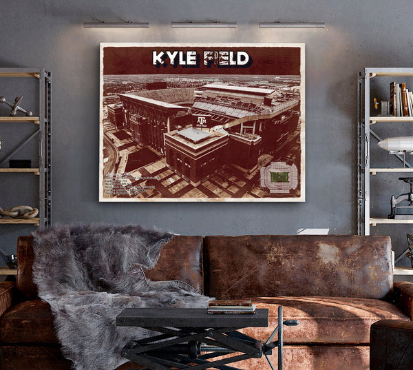 Cutler West Kyle Field Stadium -  Texas Football Vintage Art Print