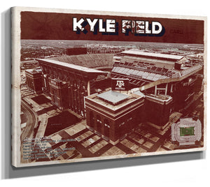 14" x 11" / Stretched Canvas Wrap Cutler West Kyle Field Stadium -  Texas Football Vintage Art Print
