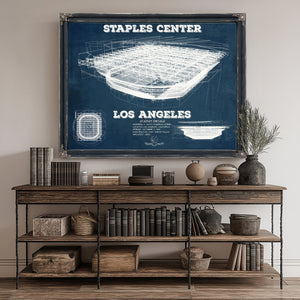 LA Lakers - Staples Center Blueprint NBA Basketball Print canvas print size guide 24x18 36x24 48x36 inches