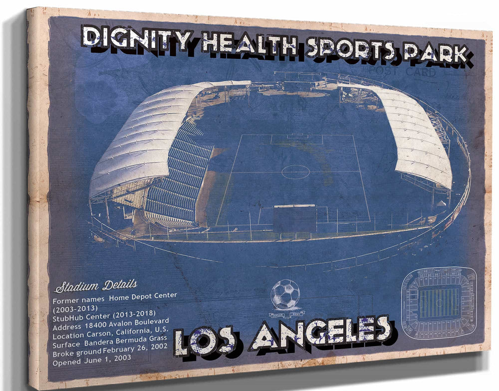 14" x 11" / Stretched Canvas Wrap Cutler West LAFC Vintage Banc of California Stadium MLS Soccer Print