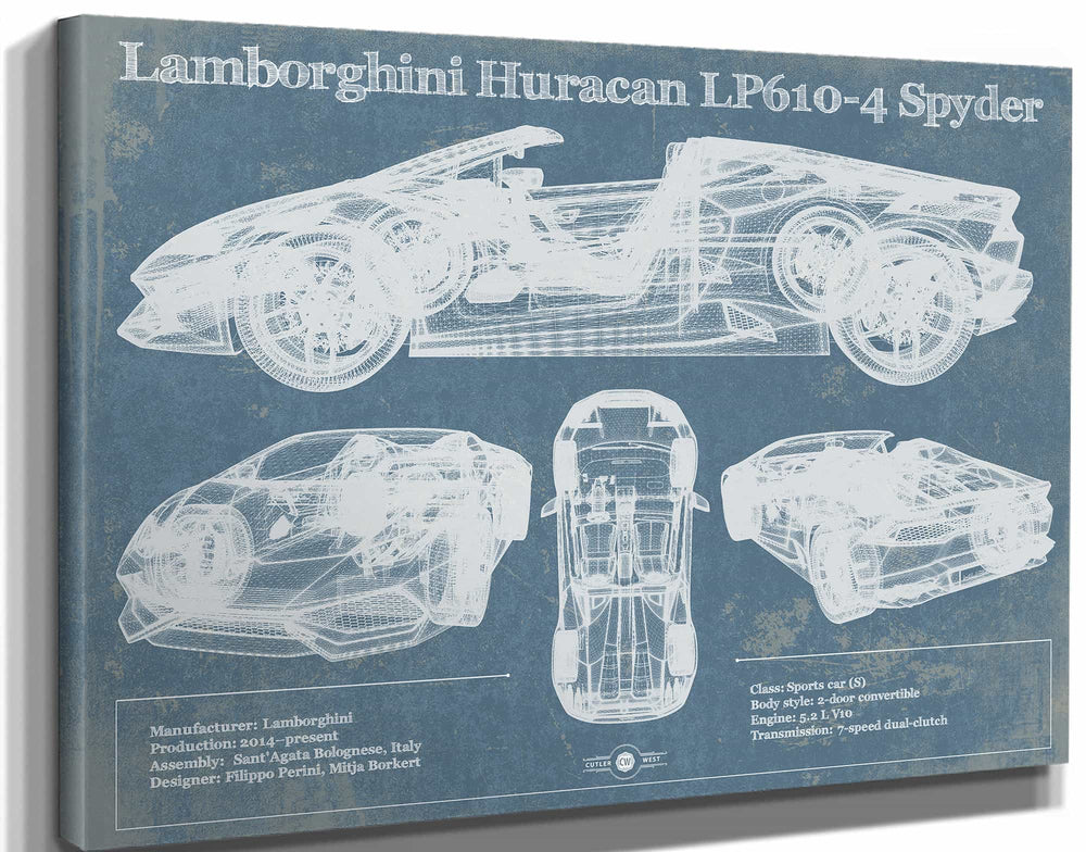14" x 11" / Stretched Canvas Wrap Cutler West Lamborghini Huracán LP610-4 Spyder