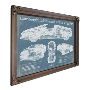 Lamborghini Huracán LP610-4 Spyder Print in a Bourbon stained wood frame with antique gold corners
