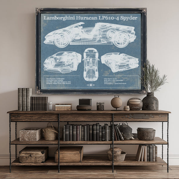 Lamborghini Huracán LP610-4 Spyder Print canvas print size guide 24x18 36x24 48x36 inches