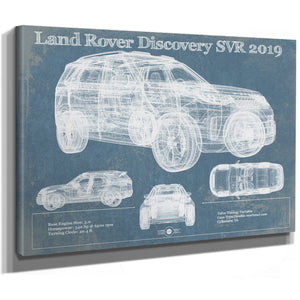 Land Rover Defender SVX Blueprint Truck Print as a stretched canvas wrap with gallery wrapped edges