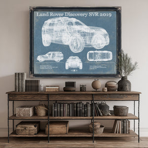 Land Rover Defender SVX Blueprint Truck Print canvas print size guide 24x18 36x24 48x36 inches