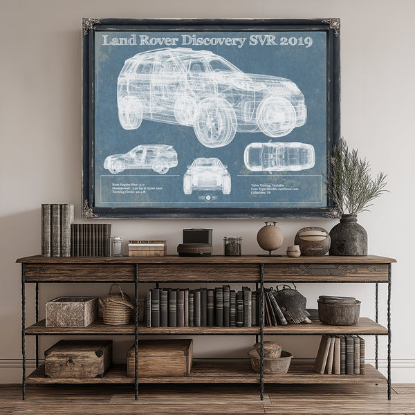Land Rover Defender SVX Blueprint Truck Print canvas print size guide 24x18 36x24 48x36 inches
