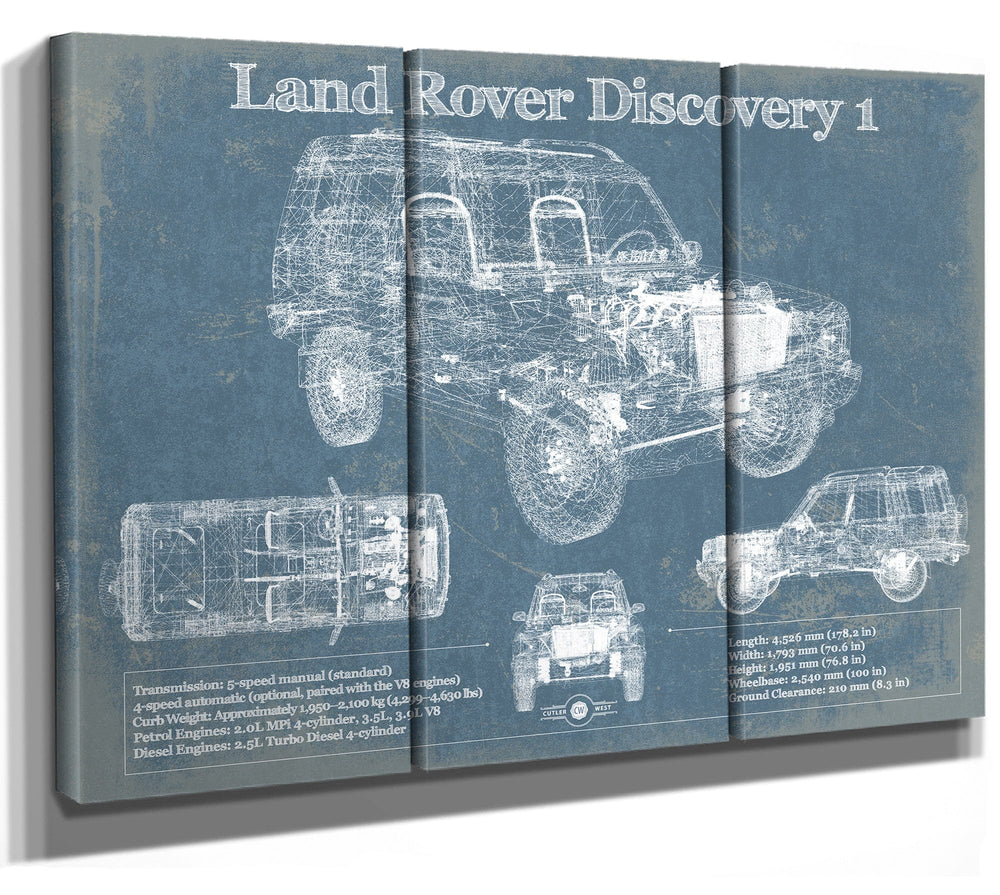 14" x 11" / Stretched Canvas Wrap Cutler West Land Rover Discovery Series 1 Blueprint Vintage Auto Patent Print