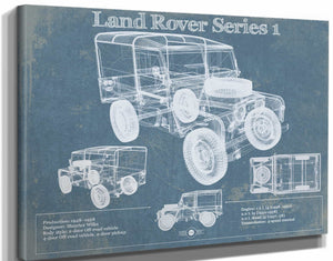 14" x 11" / Stretched Canvas Wrap Cutler West Land Rover Series 1 Blueprint Vintage Auto Patent Print
