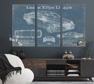 Cutler West Lexus XF30 LS 430 Vintage Blueprint Auto Print