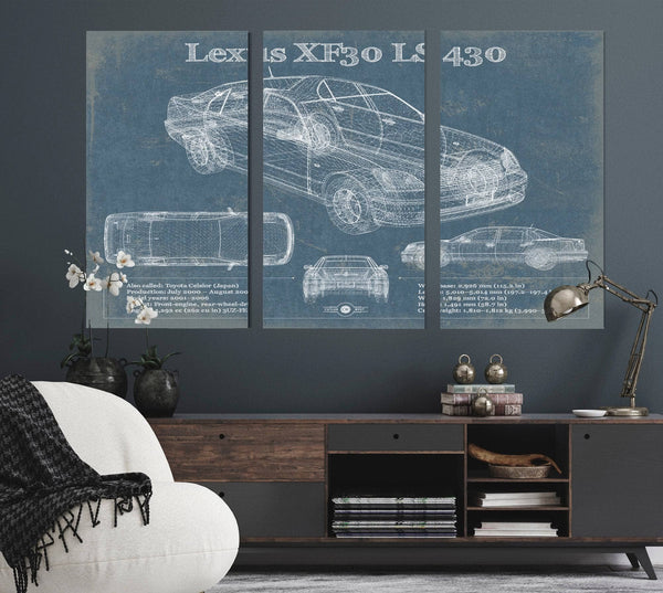 Cutler West Lexus XF30 LS 430 Vintage Blueprint Auto Print
