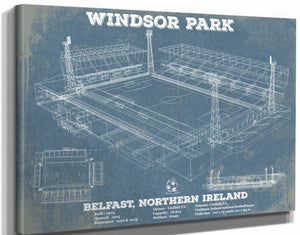 14" x 11" / Stretched Canvas Wrap Cutler West Linfield F.C. - Vintage Windsor Park North Ireland Soccer Print