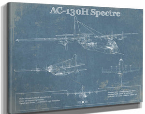 14" x 11" / Stretched Canvas Wrap Cutler West Lockheed AC-130H Spectre Vintage Aviation Blueprint Military Print