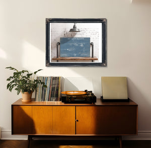 Lockheed AC-130H Spectre Blueprint Aviation Print framed in Vintage Black in a loft bedroom