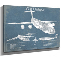 Lockheed C-5 Galaxy Blueprint Aircraft Print as a stretched canvas wrap with gallery wrapped edges