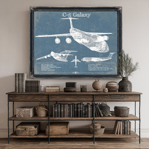 Lockheed C-5 Galaxy Blueprint Aircraft Print canvas print size guide 24x18 36x24 48x36 inches