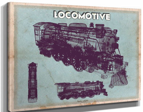 14" x 11" / Stretched Canvas Wrap Cutler West Locomotive Vintage Train Print