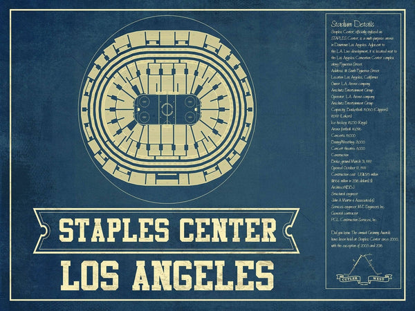 Cutler West Los Angeles Clippers Staples Center Vintage Basketball Blueprint NBA Print