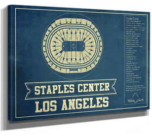 14" x 11" / Stretched Canvas Wrap Cutler West Los Angeles Clippers Staples Center Vintage Basketball Blueprint NBA Print