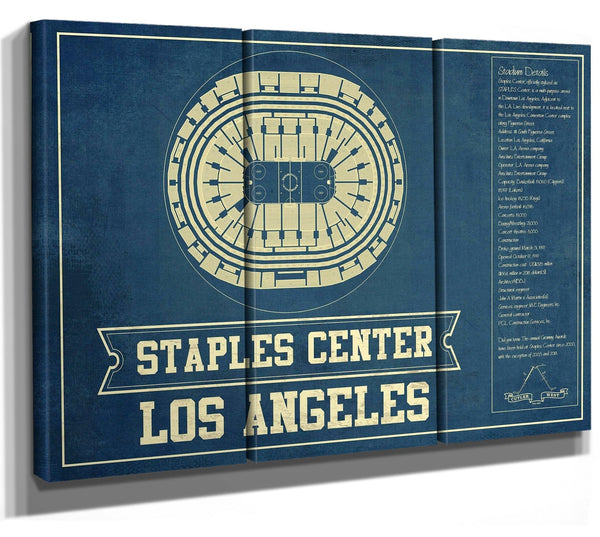 36" x 24" / 3 Panel Canvas Wrap Cutler West Los Angeles Clippers Staples Center Vintage Basketball Blueprint NBA Print