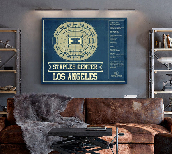 Cutler West Los Angeles Kings - Staples Center (Crypto.com Arena) Vintage Hockey Blueprint NHL Print