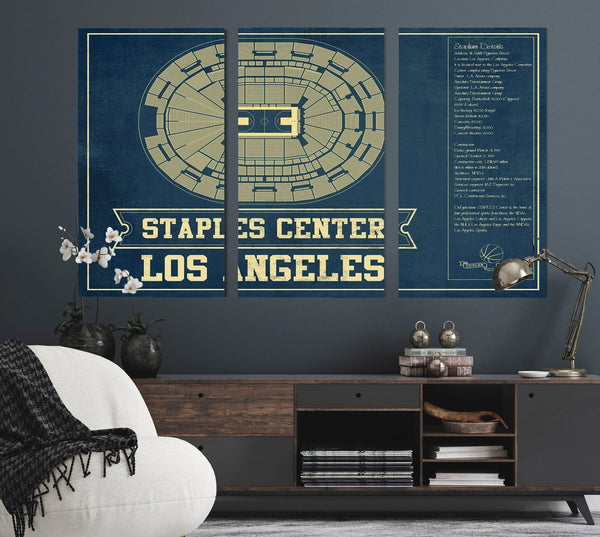 Cutler West Los Angeles Kings - Staples Center (Crypto.com Arena) Vintage Hockey Blueprint NHL Print