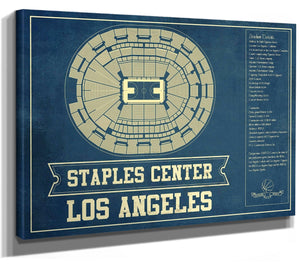 14" x 11" / Stretched Canvas Wrap Cutler West Los Angeles Kings - Staples Center (Crypto.com Arena) Vintage Hockey Blueprint NHL Print
