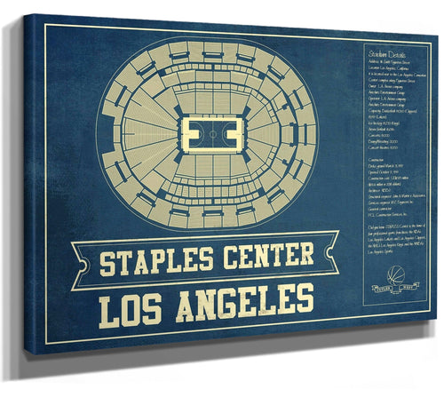 14" x 11" / Stretched Canvas Wrap Cutler West Los Angeles Kings - Staples Center (Crypto.com Arena) Vintage Hockey Blueprint NHL Print