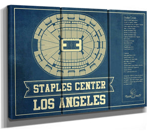 36" x 24" / 3 Panel Canvas Wrap Cutler West Los Angeles Kings - Staples Center (Crypto.com Arena) Vintage Hockey Blueprint NHL Print