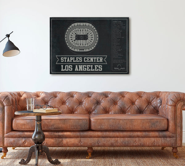Cutler West Los Angeles Kings Team Colors - Staples Center (Crypto.com Arena) Vintage Hockey Blueprint NHL Print