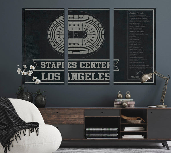 Cutler West Los Angeles Kings Team Colors - Staples Center (Crypto.com Arena) Vintage Hockey Blueprint NHL Print