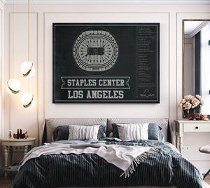 Cutler West Los Angeles Kings Team Colors - Staples Center (Crypto.com Arena) Vintage Hockey Blueprint NHL Print