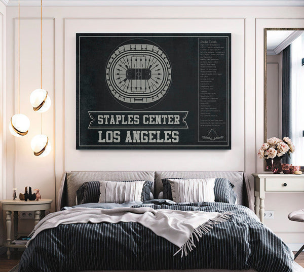 Cutler West Los Angeles Kings Team Colors - Staples Center (Crypto.com Arena) Vintage Hockey Blueprint NHL Print