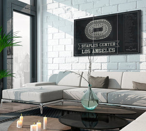 Cutler West Los Angeles Kings Team Colors - Staples Center (Crypto.com Arena) Vintage Hockey Blueprint NHL Print