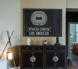 Cutler West Los Angeles Kings Team Colors - Staples Center (Crypto.com Arena) Vintage Hockey Blueprint NHL Print