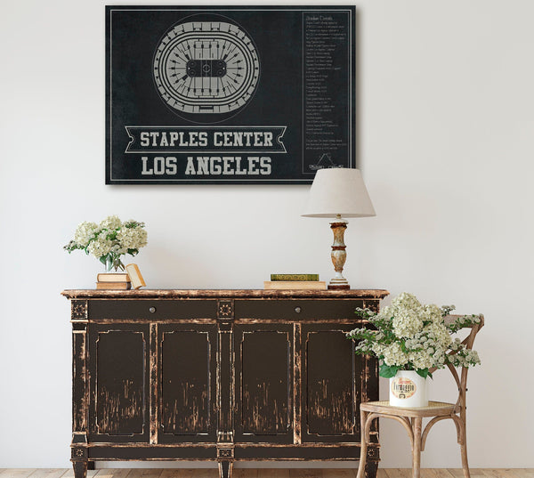 Cutler West Los Angeles Kings Team Colors - Staples Center (Crypto.com Arena) Vintage Hockey Blueprint NHL Print