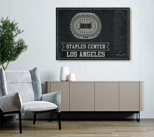 Cutler West Los Angeles Kings Team Colors - Staples Center (Crypto.com Arena) Vintage Hockey Blueprint NHL Print