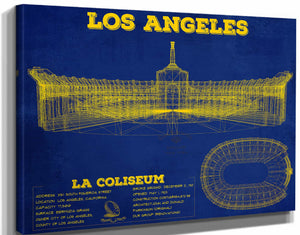 14" x 11" / Stretched Canvas Wrap Cutler West Los Angeles Rams LA Coliseum Seating Chart - Vintage Football Print