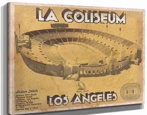 14" x 11" / Stretched Canvas Wrap Cutler West Los Angeles Rams LA Coliseum Seating Chart - Vintage Football Print
